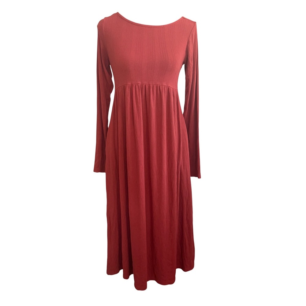 Old Navy Maternity Ribbed Knit Long Sleeve Empire Waist Midi Dress S Pregnancy